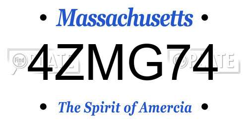 4ZMG74 Massachusetts License Plate