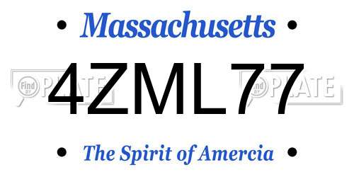 4ZML77 Massachusetts License Plate