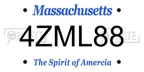 4ZML88 Massachusetts License Plate