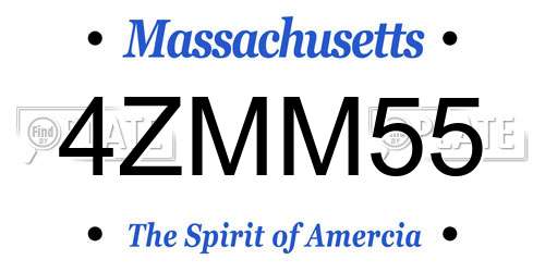 4ZMM55 Massachusetts License Plate