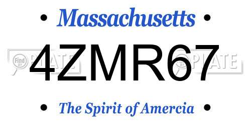 4ZMR67 Massachusetts License Plate