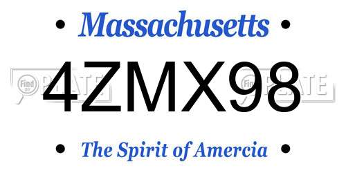 4ZMX98 Massachusetts License Plate
