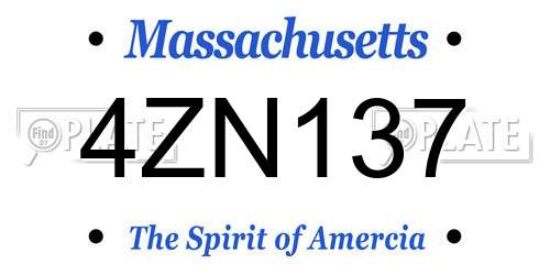 4ZN137 Massachusetts License Plate