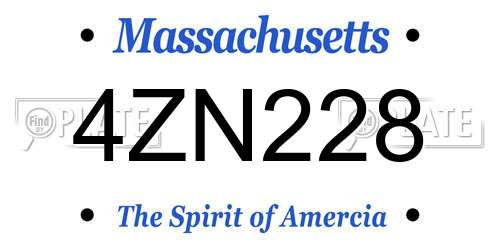 4ZN228 Massachusetts License Plate