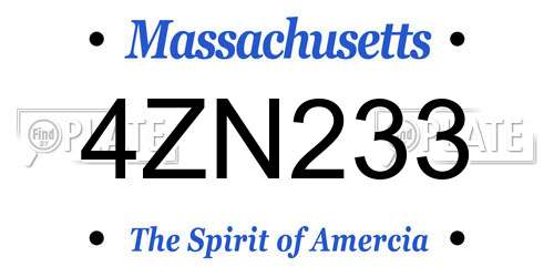 4ZN233 Massachusetts License Plate