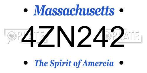 4ZN242 Massachusetts License Plate