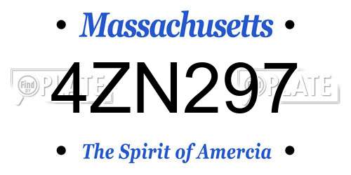 4ZN297 Massachusetts License Plate