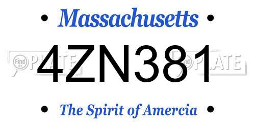 4ZN381 Massachusetts License Plate