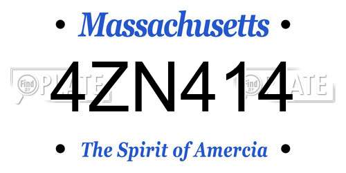 4ZN414 Massachusetts License Plate