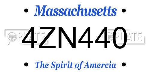 4ZN440 Massachusetts License Plate