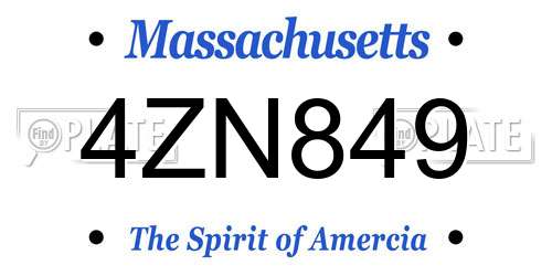 4ZN849 Massachusetts License Plate
