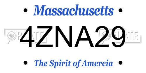 4ZNA29 Massachusetts License Plate