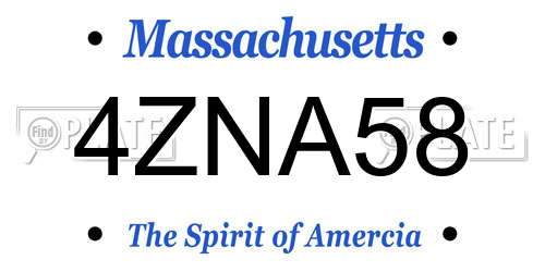 4ZNA58 Massachusetts License Plate