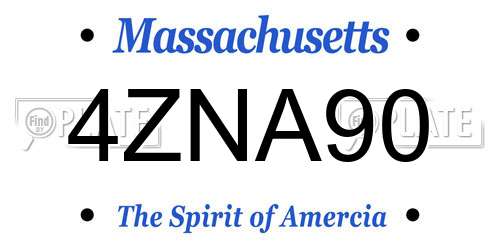 4ZNA90 Massachusetts License Plate