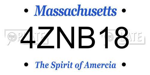 4ZNB18 Massachusetts License Plate
