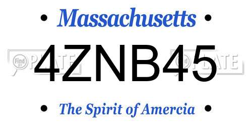 4ZNB45 Massachusetts License Plate