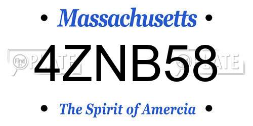 4ZNB58 Massachusetts License Plate