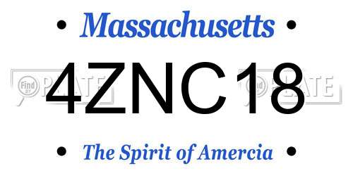4ZNC18 Massachusetts License Plate