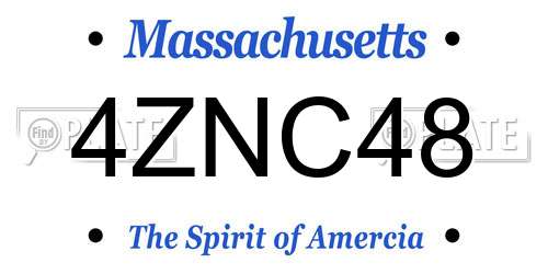 4ZNC48 Massachusetts License Plate