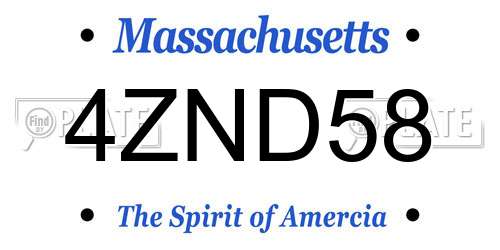 4ZND58 Massachusetts License Plate