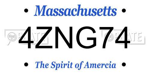 4ZNG74 Massachusetts License Plate