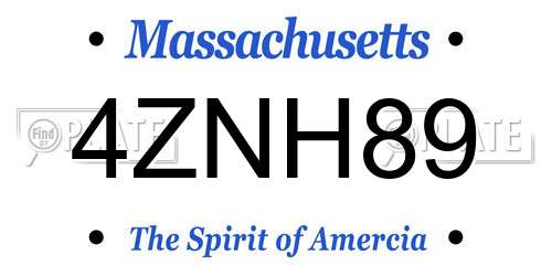 4ZNH89 Massachusetts License Plate