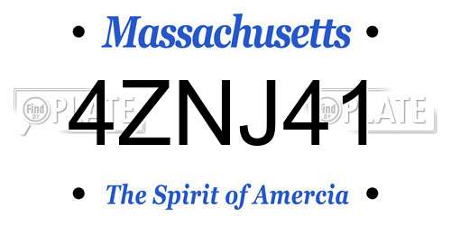 4ZNJ41 Massachusetts License Plate