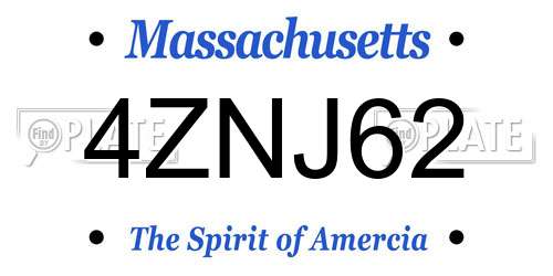 4ZNJ62 Massachusetts License Plate