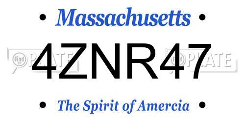 4ZNR47 Massachusetts License Plate