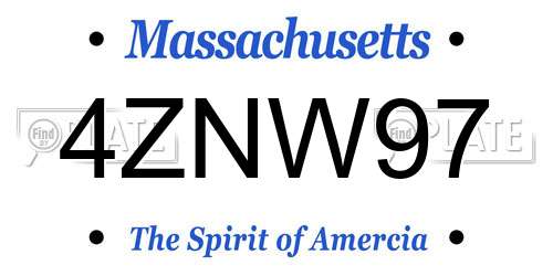4ZNW97 Massachusetts License Plate