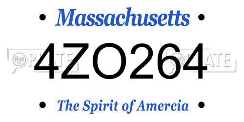 4ZO264 Massachusetts License Plate