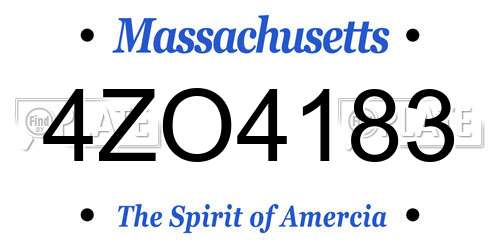 4ZO4183 Massachusetts License Plate