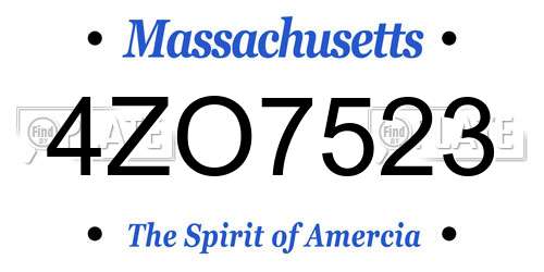 4ZO7523 Massachusetts License Plate