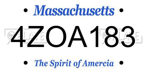 4ZOA183 Massachusetts License Plate
