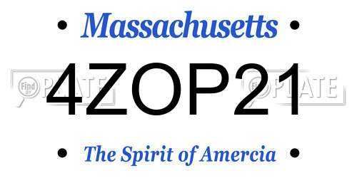 4ZOP21 Massachusetts License Plate