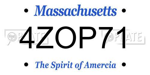 4ZOP71 Massachusetts License Plate