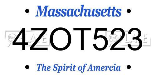 4ZOT523 Massachusetts License Plate