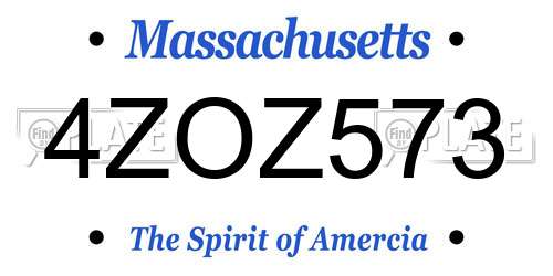 4ZOZ573 Massachusetts License Plate