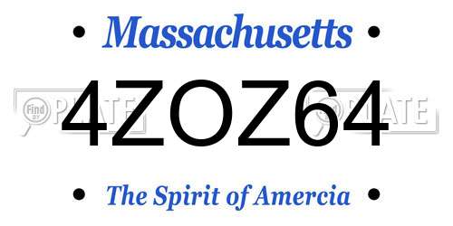 4ZOZ64 Massachusetts License Plate