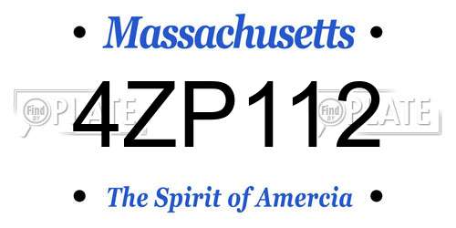 4ZP112 Massachusetts License Plate