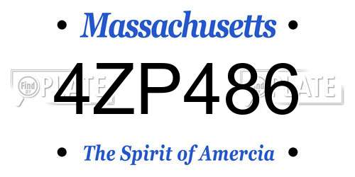 4ZP486 Massachusetts License Plate