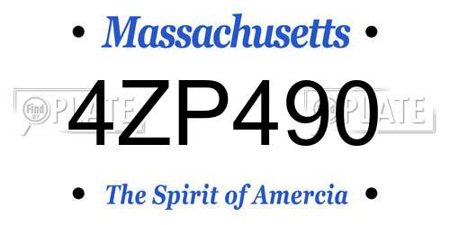 4ZP490 Massachusetts License Plate