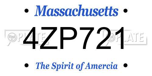 4ZP721 Massachusetts License Plate