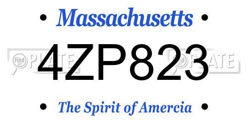 4ZP823 Massachusetts License Plate