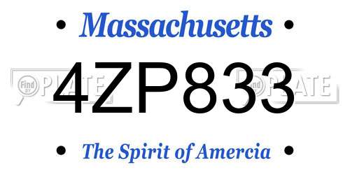 4ZP833 Massachusetts License Plate