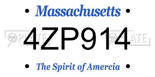 4ZP914 Massachusetts License Plate