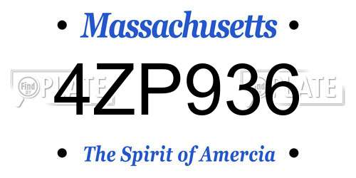 4ZP936 Massachusetts License Plate