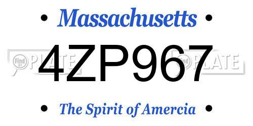4ZP967 Massachusetts License Plate