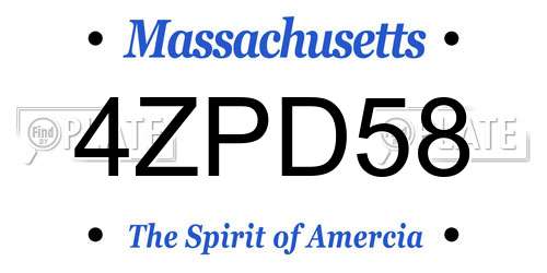 4ZPD58 Massachusetts License Plate