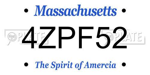 4ZPF52 Massachusetts License Plate
